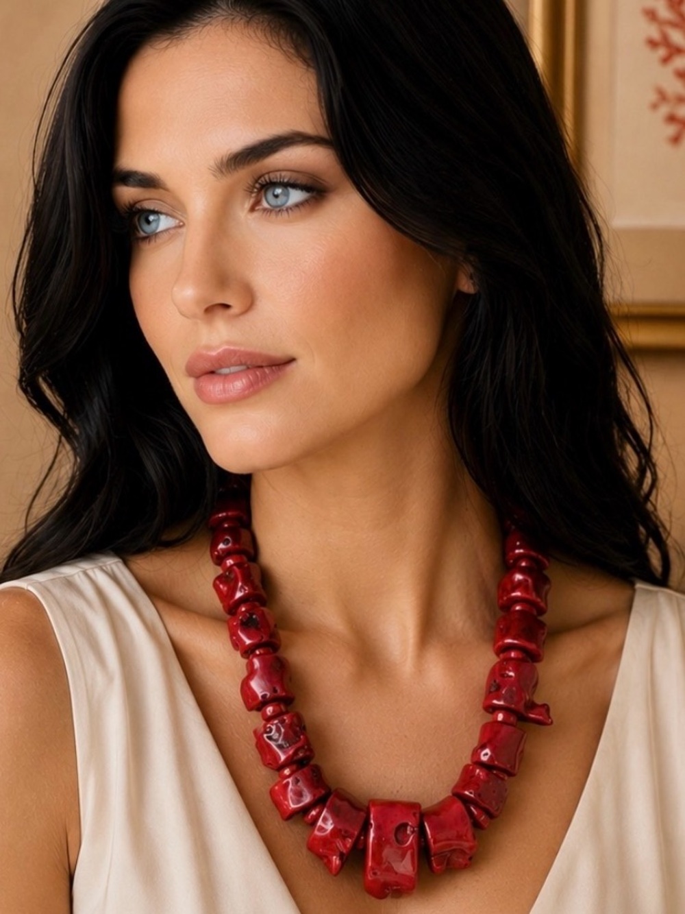 VINTAGE Huge Genuine Mediterranean Bamboo Coral Statement Necklace